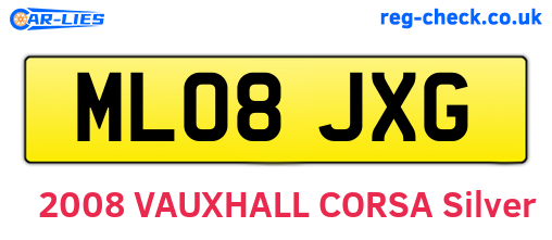 ML08JXG are the vehicle registration plates.