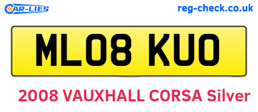ML08KUO are the vehicle registration plates.