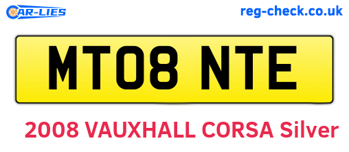 MT08NTE are the vehicle registration plates.