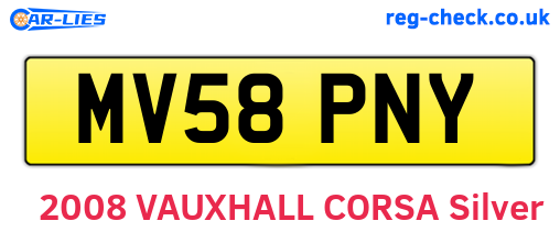 MV58PNY are the vehicle registration plates.
