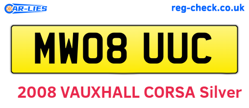 MW08UUC are the vehicle registration plates.