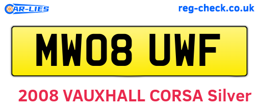 MW08UWF are the vehicle registration plates.