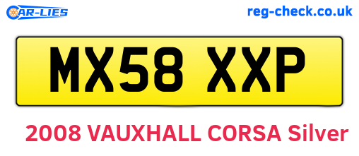 MX58XXP are the vehicle registration plates.