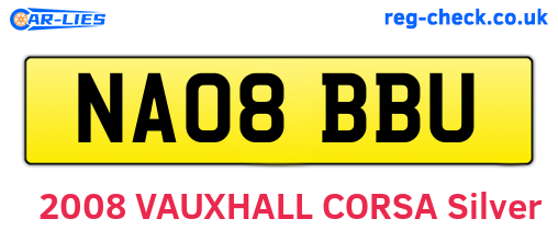 NA08BBU are the vehicle registration plates.