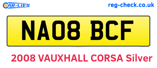 NA08BCF are the vehicle registration plates.