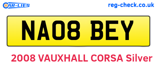 NA08BEY are the vehicle registration plates.