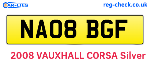 NA08BGF are the vehicle registration plates.
