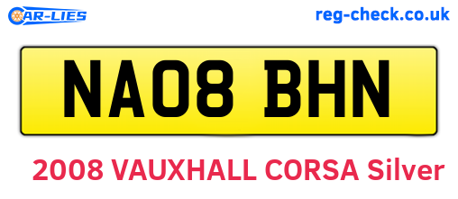 NA08BHN are the vehicle registration plates.