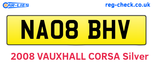 NA08BHV are the vehicle registration plates.