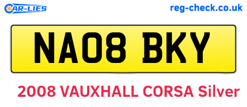 NA08BKY are the vehicle registration plates.
