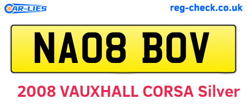 NA08BOV are the vehicle registration plates.