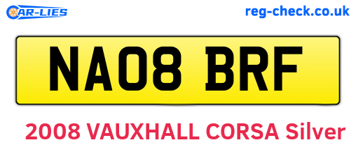 NA08BRF are the vehicle registration plates.