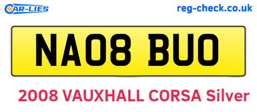 NA08BUO are the vehicle registration plates.