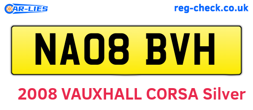 NA08BVH are the vehicle registration plates.
