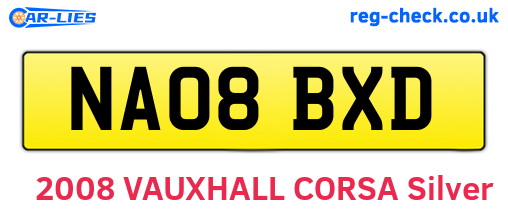 NA08BXD are the vehicle registration plates.