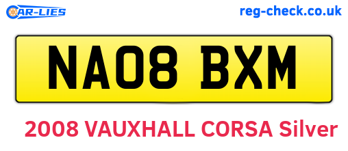 NA08BXM are the vehicle registration plates.