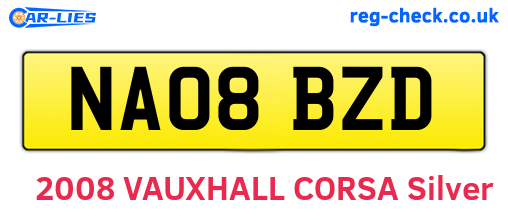 NA08BZD are the vehicle registration plates.