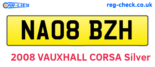 NA08BZH are the vehicle registration plates.
