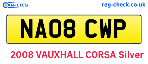 NA08CWP are the vehicle registration plates.