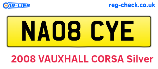 NA08CYE are the vehicle registration plates.