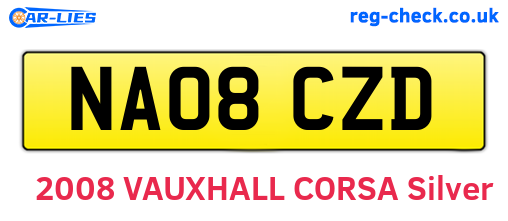 NA08CZD are the vehicle registration plates.