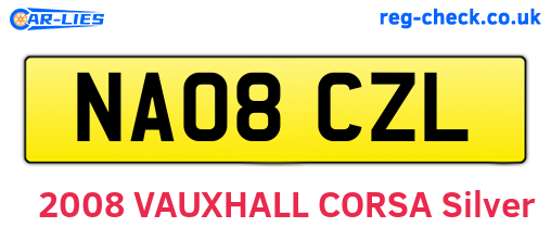 NA08CZL are the vehicle registration plates.