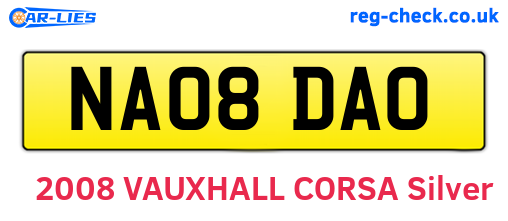 NA08DAO are the vehicle registration plates.