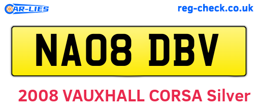 NA08DBV are the vehicle registration plates.