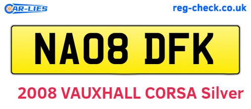 NA08DFK are the vehicle registration plates.