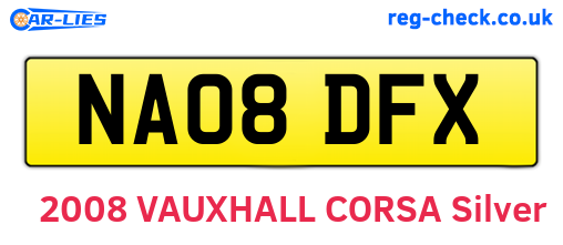 NA08DFX are the vehicle registration plates.