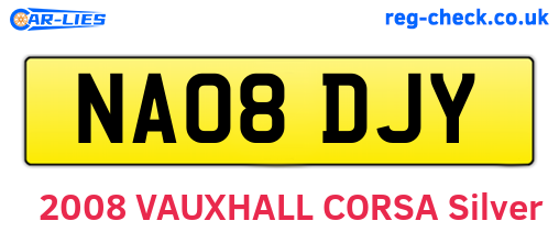 NA08DJY are the vehicle registration plates.