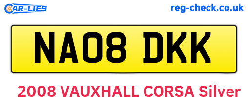 NA08DKK are the vehicle registration plates.