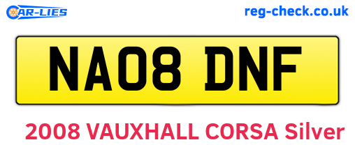 NA08DNF are the vehicle registration plates.