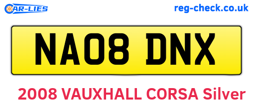 NA08DNX are the vehicle registration plates.