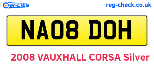 NA08DOH are the vehicle registration plates.