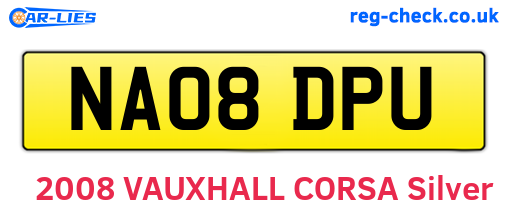 NA08DPU are the vehicle registration plates.