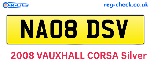NA08DSV are the vehicle registration plates.