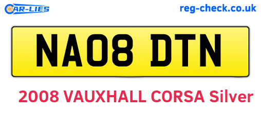 NA08DTN are the vehicle registration plates.