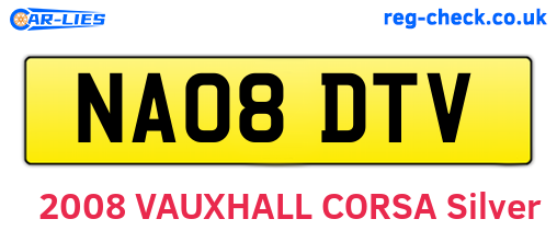 NA08DTV are the vehicle registration plates.