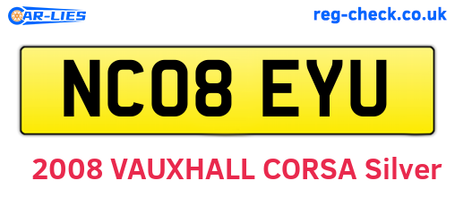 NC08EYU are the vehicle registration plates.