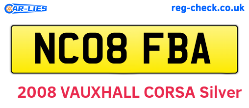 NC08FBA are the vehicle registration plates.