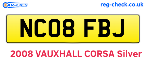 NC08FBJ are the vehicle registration plates.