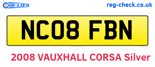 NC08FBN are the vehicle registration plates.