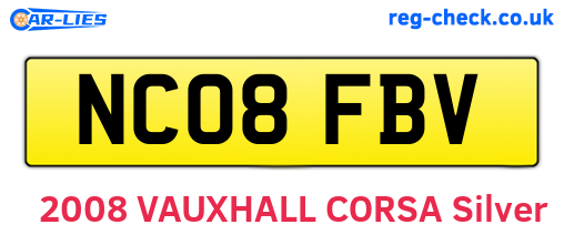 NC08FBV are the vehicle registration plates.