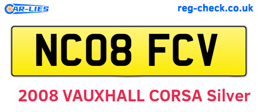 NC08FCV are the vehicle registration plates.