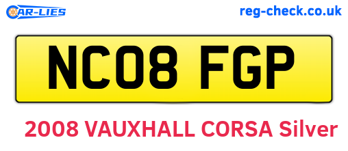 NC08FGP are the vehicle registration plates.