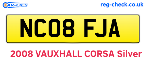 NC08FJA are the vehicle registration plates.