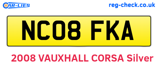 NC08FKA are the vehicle registration plates.