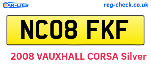 NC08FKF are the vehicle registration plates.