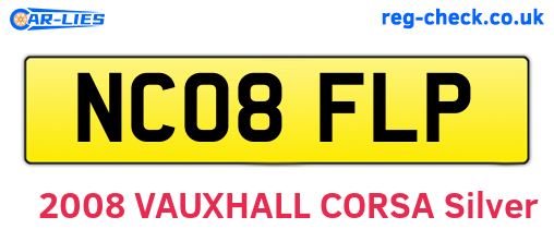 NC08FLP are the vehicle registration plates.